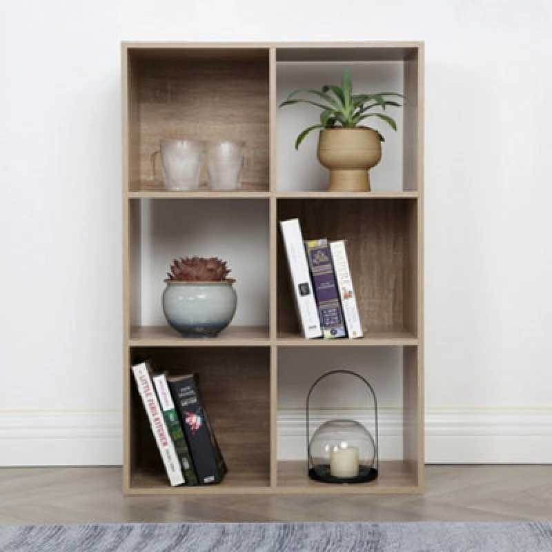 Image of Jane - 3X2 Bookcase - Cube Storage Boxes (Oak)