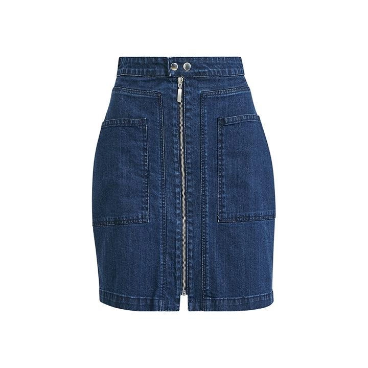 Image of Yumi Blue Zip Denim Skirt - 8
