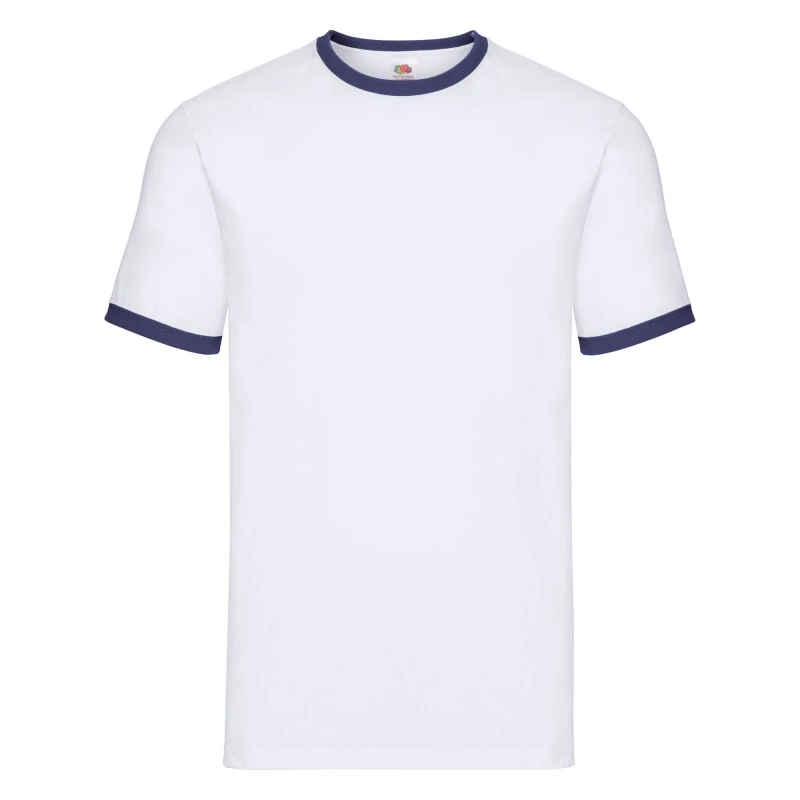 Image of Fruit Of The Loom Fruit of the Loom Men Contrast Ringer T-Shirt in Off White Size: Small Off White S Male 5063470442171