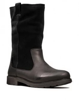 Image of Clarks Girls Astrol Rise Boots - Black Leather, Size 5.5 Older