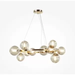 Image of Maytoni Maytoni Dallas Modern 1 Globe Pendant Ceiling Light Gold, Cognac Shade, G9