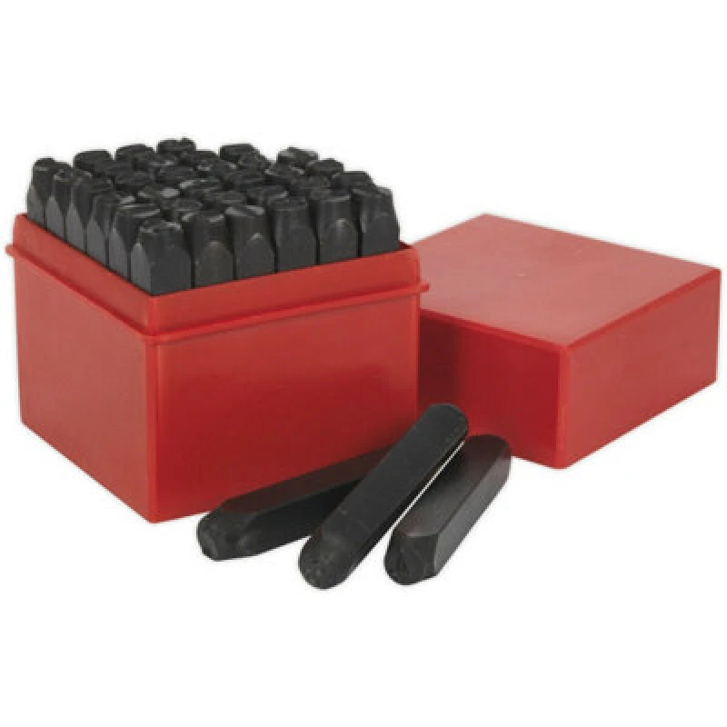 Image of Loops 36 Piece Letter & Number Punch Set - 8mm Character Height - High Carbon Steel Metallics