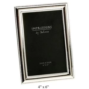 Image of 4" x 6" - Impressions Silver Plated Beaded Edge Photo Frame