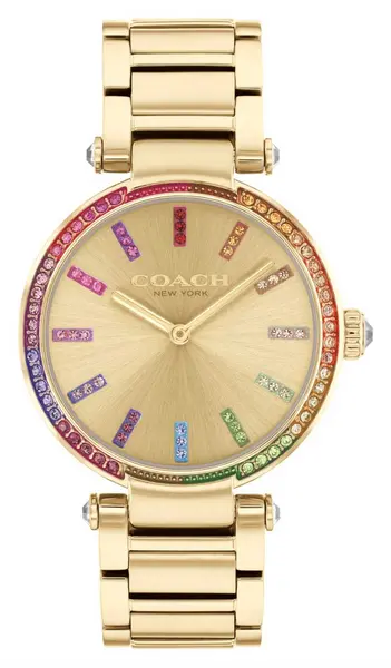Image of Coach 14504271 Womens Cary (34mm) Gold Dial / Gold-Tone Watch