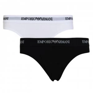 Image of Emporio Armani 2 Pack Logo Briefs White/Black Size L Men