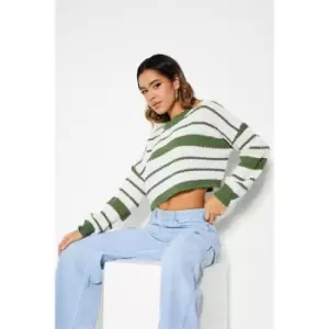 Image of I Saw It First Striped Crop Jumper - Green