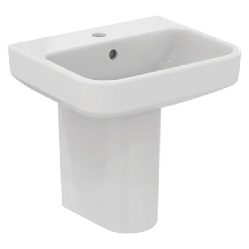 Image of Ideal Standard I.life B Gloss White Rectangular Wall-Mounted Semi-Pedestal Basin (H)46.5Cm (W)45Cm