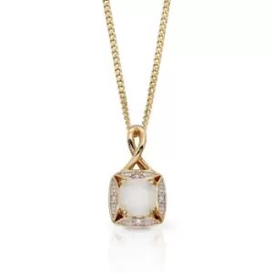 Image of JG Signature 9ct Gold Opal & Diamond Twisted Bale Necklace