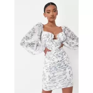 Image of Missguided Tall Cut Out Detail Mesh Mini Dress Flrl - Multi