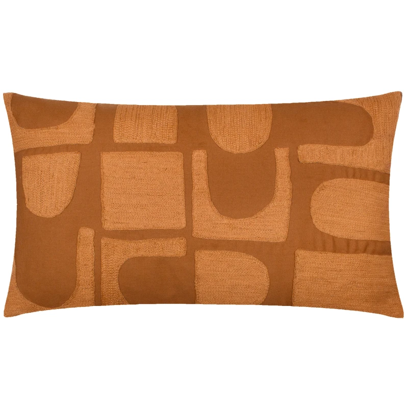 Image of Hallam Embroidered Cotton Cushion Copper, Copper / 30 x 50cm / Polyester Filled
