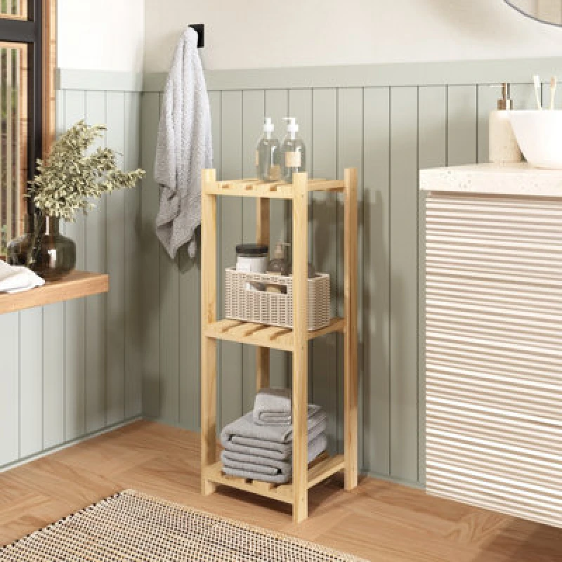 Image of Core Products 3 Tier Square Shelves Storage Unit, Natural Sanded Pine, Clear PSUN3