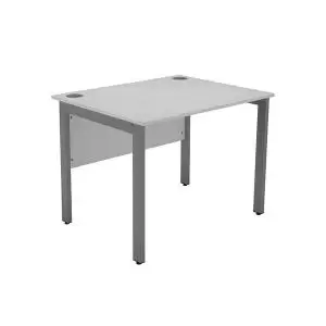 Image of Serrion Rectangular Goal Post Desk 1000x800x730mm WhiteSilver KF823322