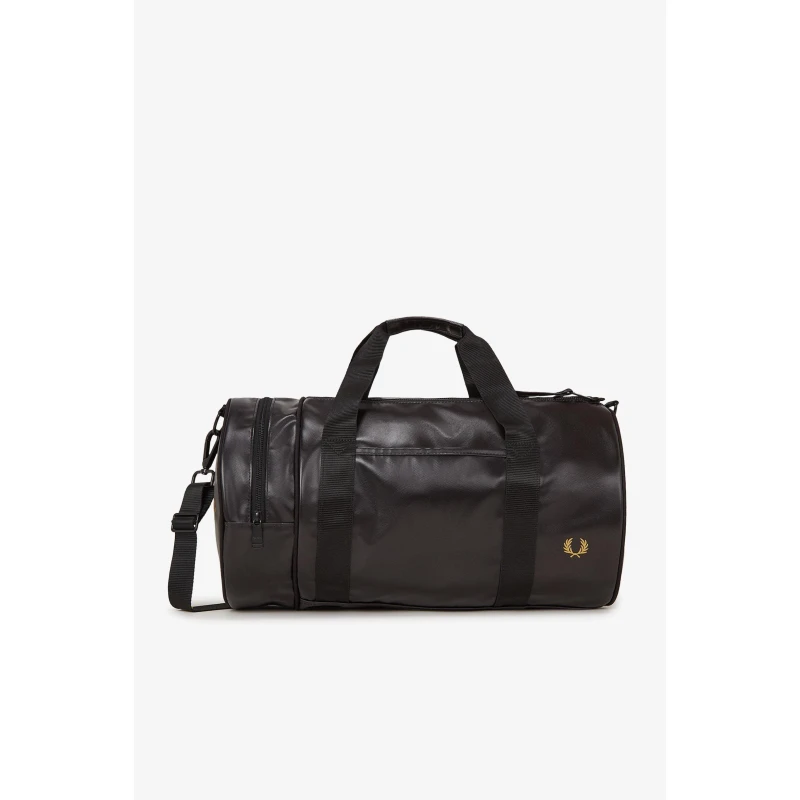 Image of Fred Perry Classic Barrel Bag Black/Gold 774 male One Size