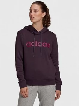 Image of Adidas Essentials Linear Pullover Fleece Hoodie - Purple