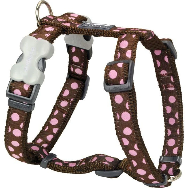 Image of CHADOG Harness - Red Dingo - Adjustable - 29 x 12cm - Brown with pink dots - Medium Size Chadog F5703