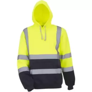 Image of Yoko Mens High Visibility Pull-Over Hoodie (L) (Yellow/Navy) - Yellow/Navy