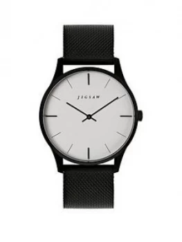 Image of Jigsaw Jigsaw White And Black Detail Dial Black Stainless Steel Mesh Strap Ladies Watch