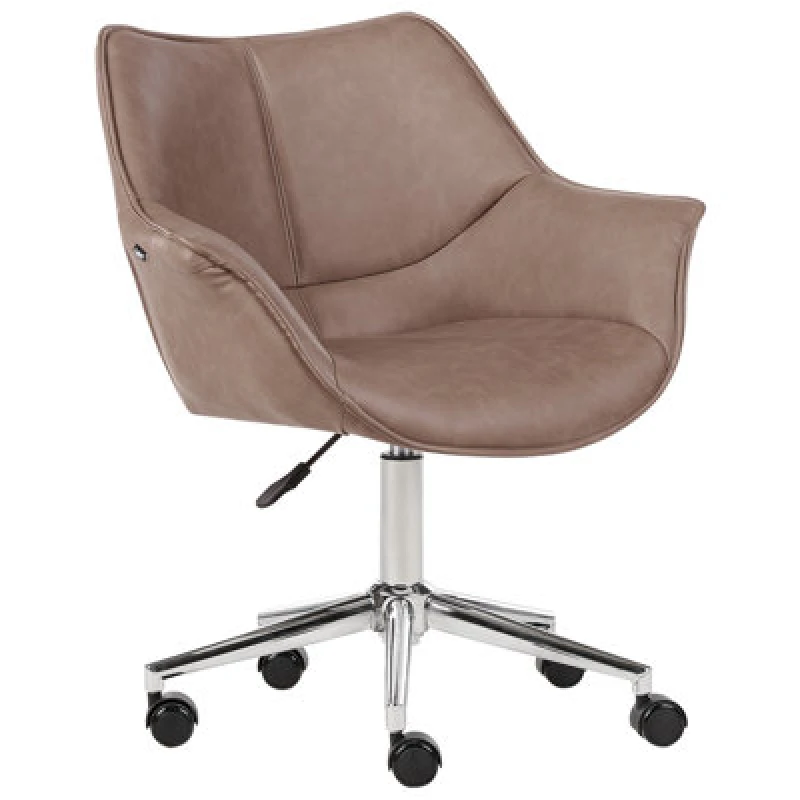 Image of Beliani Desk Chair Newdale Faux Leather Light Brown