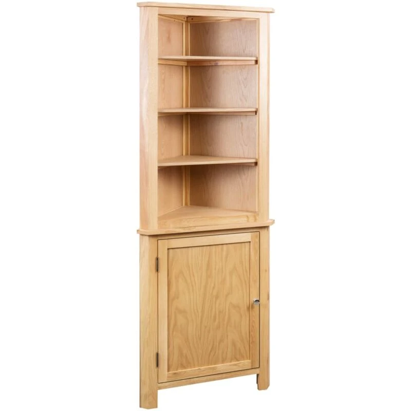 Image of vidaXL Solid Oak Wood Corner Cabinet 59x36x180cm Storage Organiser Unit Chest