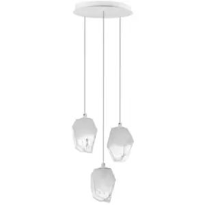 Image of Merano - Edison 3 Light Cluster Pendant Ceiling Light White Colour Glass, White Metal LED G9