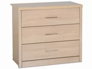 Image of Seconique Lisbon Light Oak Effect 3 Drawer Low Chest of Drawers Flat Packed
