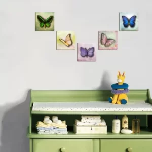 Image of MTB033 Green Purple Lilac Pink Yellow Decorative MDF Painting (5 Pieces)