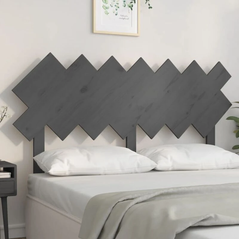 Image of Vidaxl Bed Headboard Grey 151.5X3X81cm Solid Wood Pine, Grey 819227