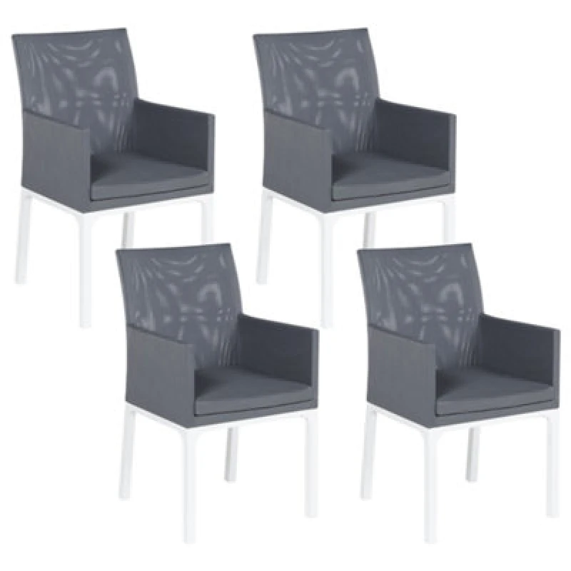 Image of Beliani Set Of 4 Garden Chairs Bacoli Fabric Dark Grey