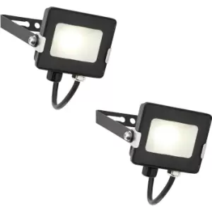 Image of 2 PACK Outdoor Waterproof LED Floodlight - 10W Cool White LED - Matt Black