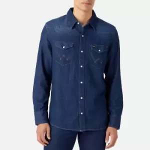 Image of Wrangler Mens Regular Fit Denim Shirt - Dark Stone - M