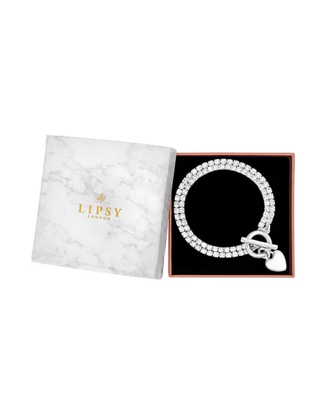 Image of Lipsy Cupchain Heart T Bar Bracelet