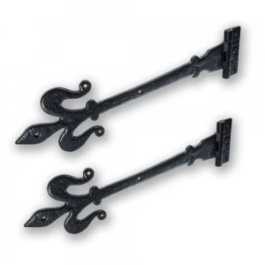 Image of LocksOnline Black Antique Fleur de Lys Decorative Hinges