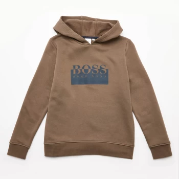Image of Hugo Boss Logo Hooded Sweatshirt Khaki Size 12 Years Kids