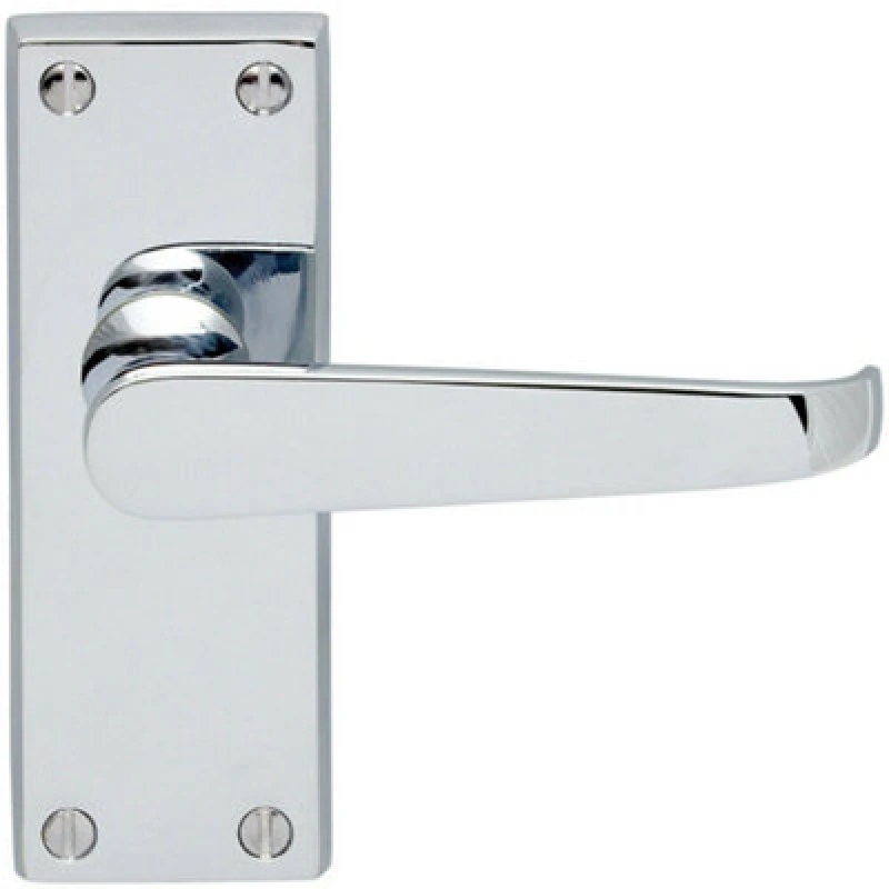 Image of Loops Straight Victorian Lever on Rectangular Latch Backplate Handle Polished Chrome Multi