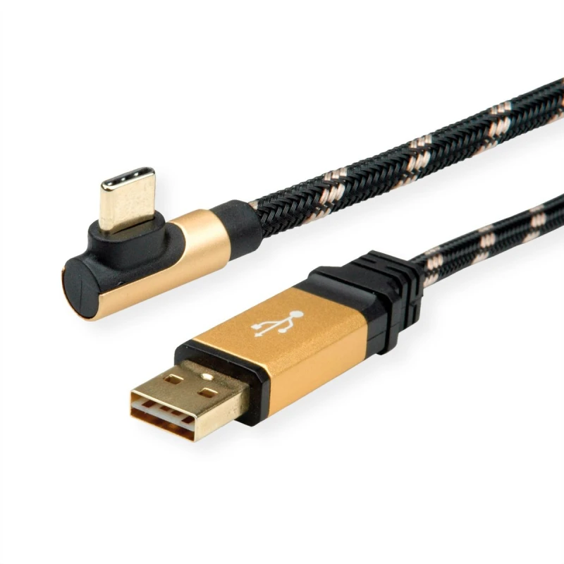 Image of ROLINE 11.02.9061 USB cable USB 2.0 1.8 m USB A USB C Black. Gold