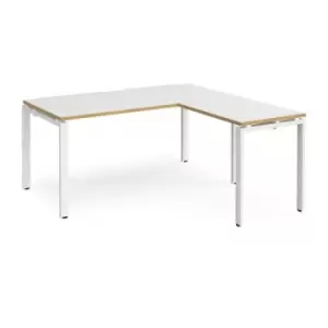 Image of Bench Desk Add On Return Desk 1600mm White/Oak Tops With White Frames Adapt