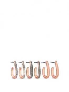 Image of Mood Rose Gold Plated Crystal Hoop Earrings - Pack Of 3