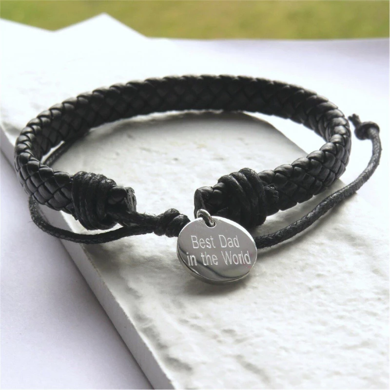 Image of Aye Do Gifts Mens Weave Bracelet Best Dad in the World 6260-FK Black male One Size