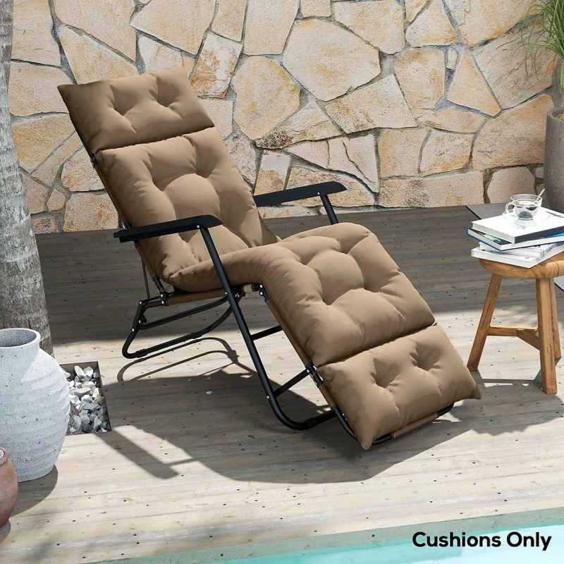 Image of Outsunny Sun Lounger Cushion Only, Garden Lounge Chair Cushion, Khaki Khaki