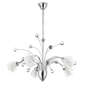 Image of Diamante 5 Light Multi Arm Pendant Ceiling Light, Glass Shades