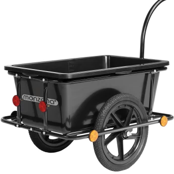 Image of Bike Cargo Trailer Black 90L 80kg with Steel Frame & Plastic Tub