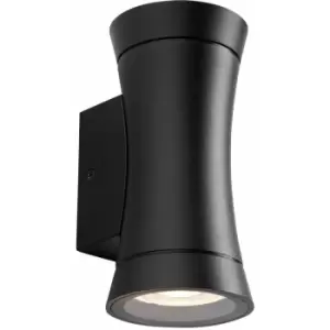 Image of Loops - Up & Down Twin Convex Wall Light - 2 x 20W GU10 Reflector - IP44 Rated - Black