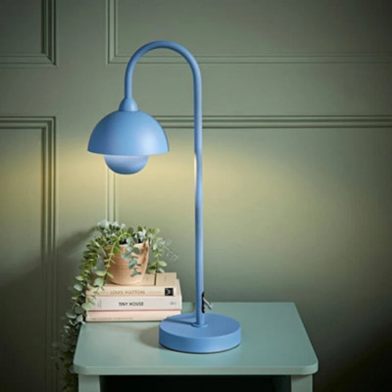 Image of ValueLights ValueLights Tilly Pastel Arched Dome Shade Metal Table Lamp in Blue Blue One Size Unisex 5016529271352