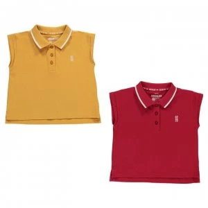 Image of SoulCal 2 Pack Cropped Polo Shirt Junior Girls - Ochre/Red