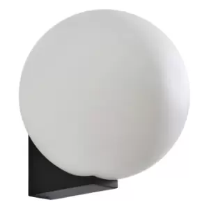 Image of Spa Thiva Single Globe Wall Light Opal Glass and Matt Black