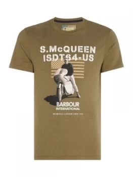 Image of Mens Barbour Military Flag Tee Olive