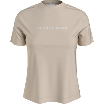 Image of Calvin Klein Jeans Shrunken Institutional T Shirt - MUSLIN ACJ