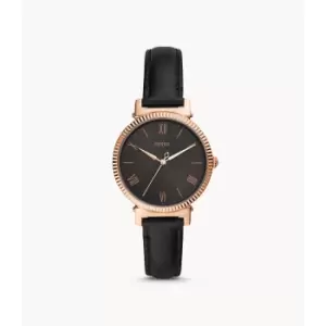 Image of Fossil Womens Daisy Three-Hand Leather Watch - Black