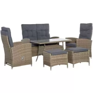 Image of 6 Pcs Patio Furniture Set w/ Adjustable Backrest Chaise Lounge Chair - Grey - Outsunny