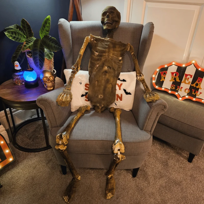 Image of 5ft (150cm) Full Body Halloween Mummified Skeleton Decoration with Posable Joints